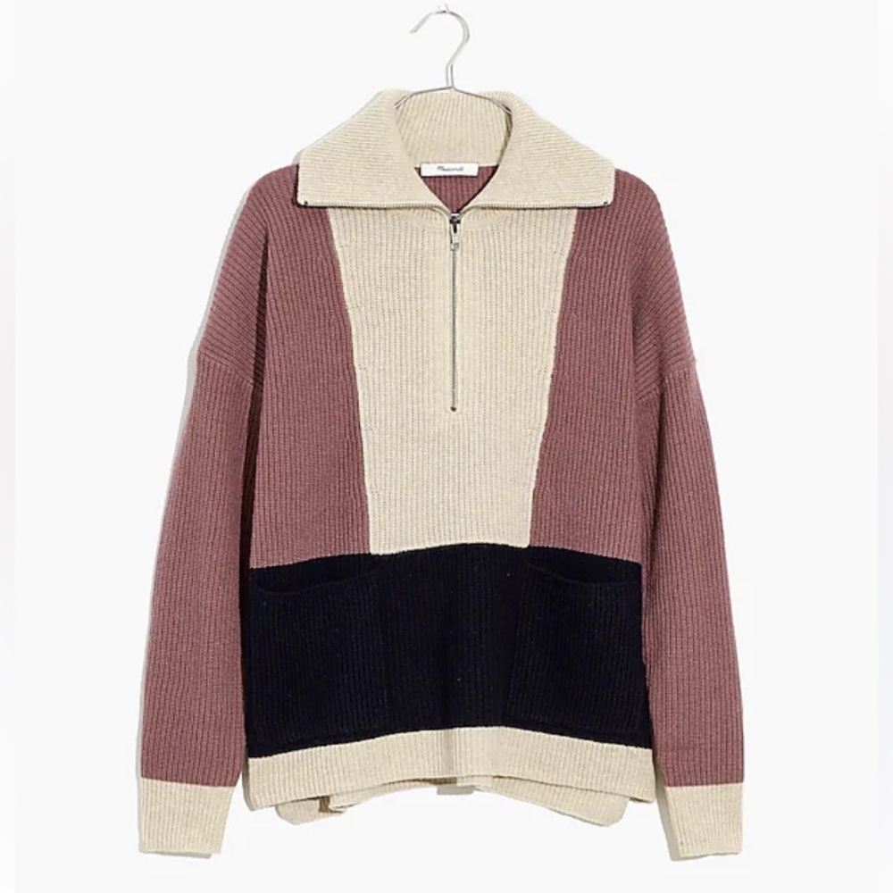 Madewell Glenbrook Half-Zip Pullover Sweater in Colorblock